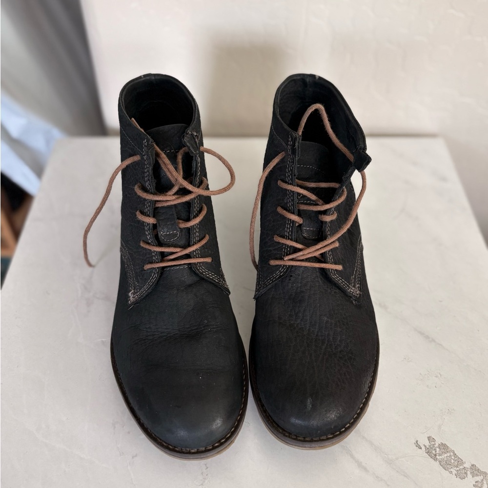 Josef Seibel Sienna 03 Black Leather Lace-Up Booties EU 39 US 8-8.5
